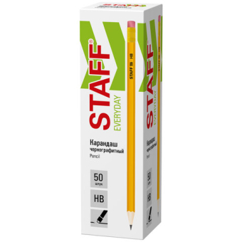 картинка Карандаш чернографитный с ластиком STAFF "EVERYDAY" BLP-YLW, 1 шт., НВ, пластиковый, корпус жёлтый, 181940 от магазина МОЛТИ