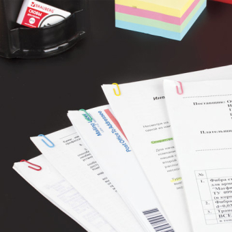 картинка Скрепки BRAUBERG, 28 мм, цветные, 100 шт., в картонной коробке, Россия, 220555 от магазина МОЛТИ