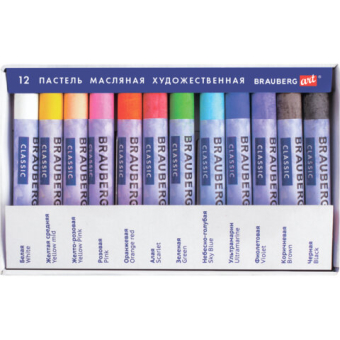 картинка Пастель масляная художественная BRAUBERG ART CLASSIC, 12 цветов, круглое сечение, 181447 от магазина МОЛТИ