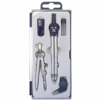 картинка Готовальня BRAUBERG "Student Oxford", 5 предметов циркуль + кронциркуль, держатель, грифель, точилка, 210338 от магазина МОЛТИ