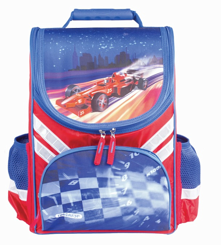 Ранец жесткокаркасный ПИФАГОР для начальной школы, мальчик, Хайвэй, 36х28х15см, 226902