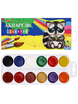 картинка Краски акварельные (КА-2774), в картонной упаковке, 12 цв., б/к от магазина МОЛТИ