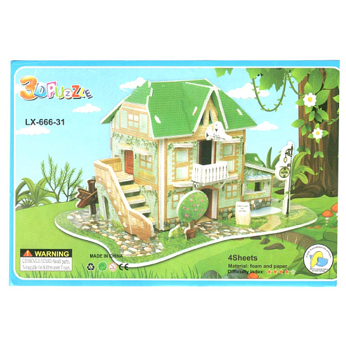 Пазл 3D А5 LX-666-31 Дом зелёный 21,5х1х14,5см