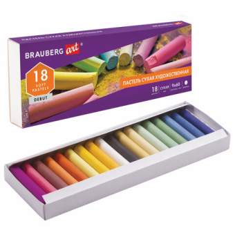 картинка Пастель сухая художественная BRAUBERG ART DEBUT, 18 цветов, круглое сечение, 181460 от магазина МОЛТИ
