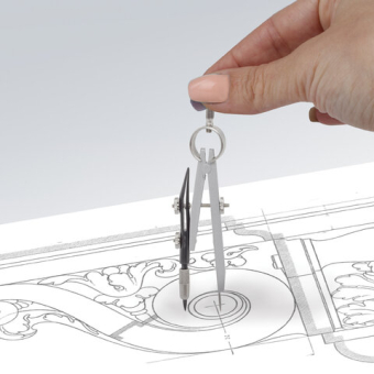 картинка Готовальня BRAUBERG "Architect", 9 предметов: циркуль + измер + кронциркуль, рейсфедер + держатель, 2 вставки, удлинитель, грифель, 210353 от магазина МОЛТИ