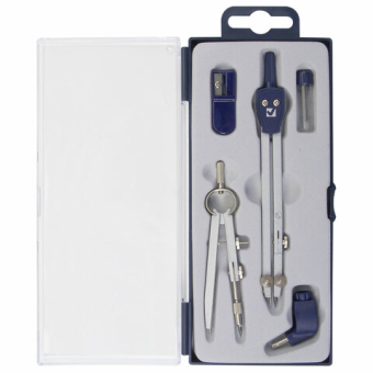 картинка Готовальня BRAUBERG "Student Oxford", 5 предметов циркуль + кронциркуль, держатель, грифель, точилка, 210338 от магазина МОЛТИ