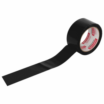 картинка Клейкая лента упаковочная, 48 мм х 66 м, ЧЕРНАЯ, толщина 45 микрон, BRAUBERG, 440155 от магазина МОЛТИ