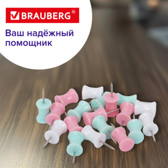 картинка Силовые кнопки-гвоздики BRAUBERG PASTEL, пастельные цвета, 30 штук, 12 мм, 272756 от магазина МОЛТИ