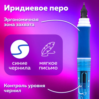 картинка Ручка перьевая с 10 сменными картриджами BRAUBERG "DELTA", эргономичный корпус, иридий, 143954 от магазина МОЛТИ