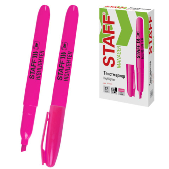 картинка Текстовыделитель STAFF "Manager" HL-238, РОЗОВЫЙ, линия 1-3 мм, 151241 от магазина МОЛТИ