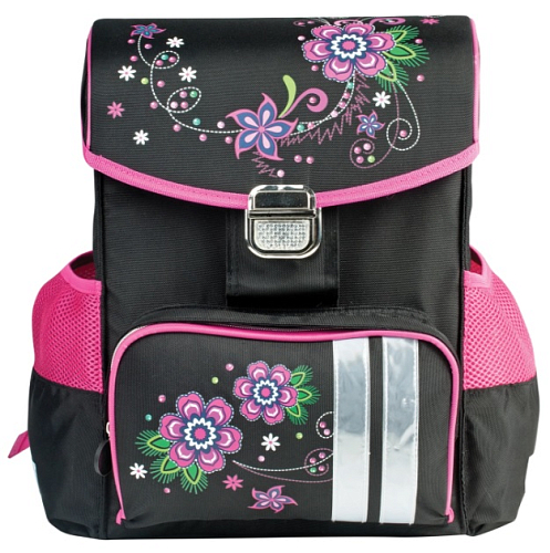 Ранец жесткокаркасный BRAUBERG для начальной школы, девочка, Цветы, 20 литров, 35*27*16 см, 225418