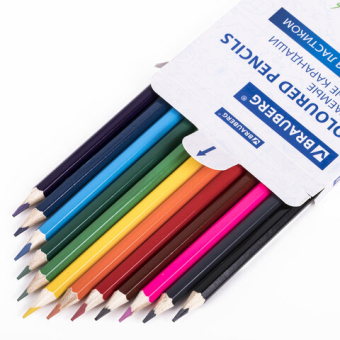 картинка Карандаши цветные стираемые с ластиком BRAUBERG ERASABLE, 12 цветов, шестигранные, грифель 3 мм, натуральное дерево, 181932 от магазина МОЛТИ