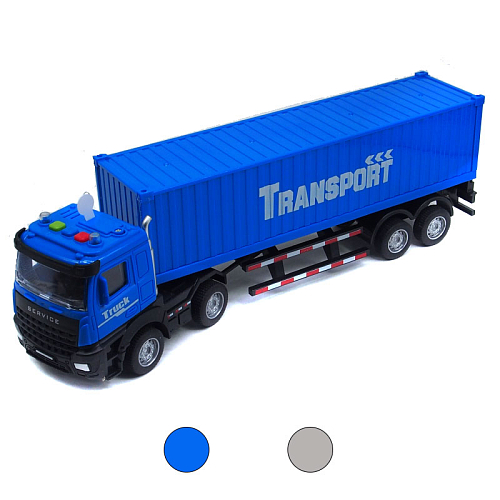 Модель машинки 1937-13/В250 (4) Фура с прицепом (звук+свет+дверь у фургона) 10,5х35,5х6,5см