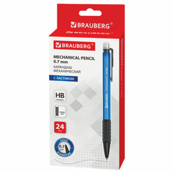 картинка Карандаш механический 0,7 мм, BRAUBERG "Comfort", ластик, резиновый грип, корпус синий, 180464 от магазина МОЛТИ