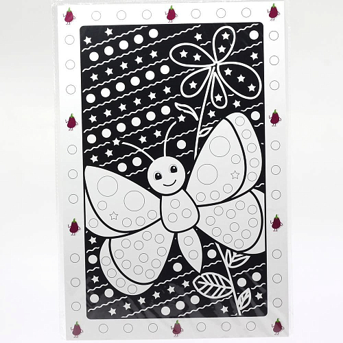 Раскраска-аппликация TF B  наклейками Бабочка 2 шт.   21*30