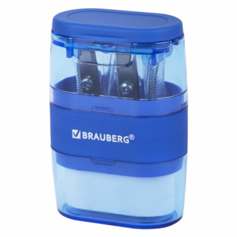 картинка Точилка с ластиком 2 в 1 BRAUBERG "Double", 2 отверстия, яркие цвета корпуса ассорти, 271987 от магазина МОЛТИ