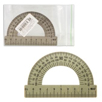 картинка Транспортир 10 см, 180 градусов, металлический, ПЧЕЛКА, ТС-10 от магазина МОЛТИ