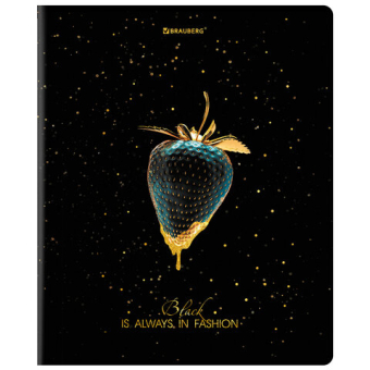 картинка Тетрадь А5, 48 л., BRAUBERG, скоба, клетка, матовая ламинация, фольга, "Black&Gold" (микс в спайке), 404370 от магазина МОЛТИ