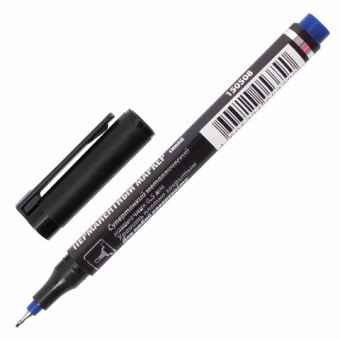 картинка Маркер перманентный BRAUBERG "Jet", СИНИЙ, супертонкий металлический наконечник 0,5 мм, 150508 от магазина МОЛТИ