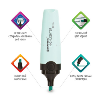 картинка Текстовыделитель BRAUBERG "DELTA PASTEL", БИРЮЗОВЫЙ, линия 1-5 мм, 151732 от магазина МОЛТИ