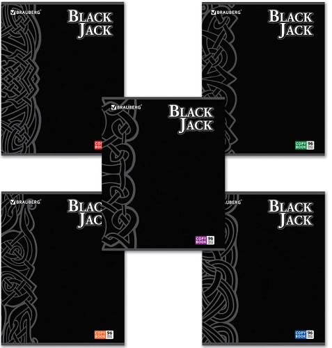 Тетрадь А5 96л. BRAUBERG клетка, выборочный лак, БЛЭК ДЖЭК, 401848