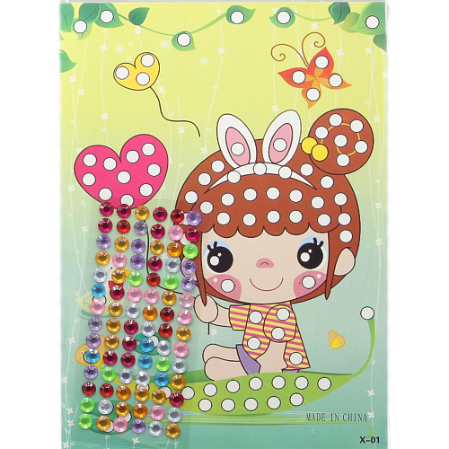 Наклейка-аппликация X01 со стразами Девочка в лодке 13*21