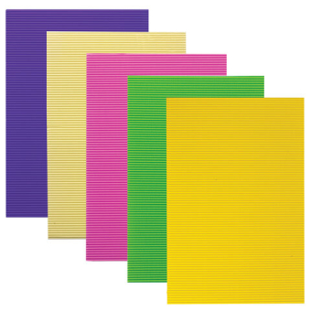 картинка Картон цветной А4 ГОФРИРОВАННЫЙ, 5 листов, 5 цветов, 250 г/м2, ОСТРОВ СОКРОВИЩ, 129295 от магазина МОЛТИ