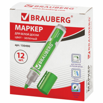 картинка Маркер стираемый для белой доски ЗЕЛЕНЫЙ, BRAUBERG "Neo", 5 мм, с клипом, 150490 от магазина МОЛТИ