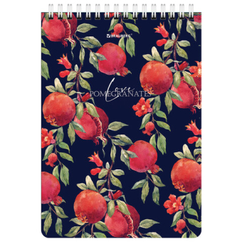 картинка Блокнот А5, 146х206 мм, 60 л., гребень, картон, жесткая подложка, клетка, BRAUBERG, "Гранаты", 114366 от магазина МОЛТИ