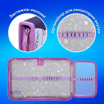 картинка Пенал ПИФАГОР, 1 отделение, 1 откидная планка, полиэстер, 19х13 см, "Cats greetings", 272291 от магазина МОЛТИ