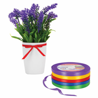 картинка Лента атласная ширина 6 мм, ИНТЕНСИВ набор 5 цветов по 23 м, BRAUBERG, 591489 от магазина МОЛТИ