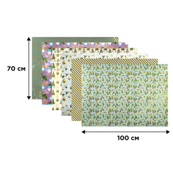 картинка Бумага упаковочная новогодняя С ЭФФЕКТАМИ (1 шт.) "Gold&Green", 70х100 см, ассорти, ЗОЛОТАЯ СКАЗКА, 592186 от магазина МОЛТИ