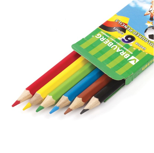 Карандаши цветные BRAUBERG "Football match", 6 цв., заточенные, карт. упак., 180521