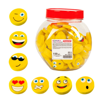 картинка Ластик фигурный ПИФАГОР "Смайлики", 28x28x6 мм, цвет ассорти, 226610 от магазина МОЛТИ