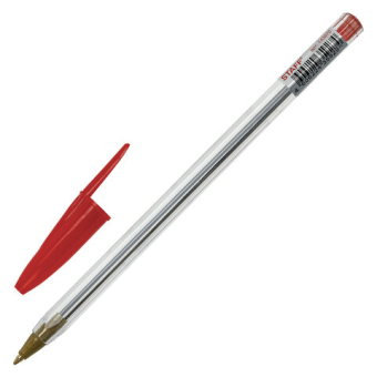 картинка Ручка шариковая STAFF Basic Budget BP-04, КРАСНАЯ, линия письма 0,5мм, с штрихкодом, 143870 от магазина МОЛТИ