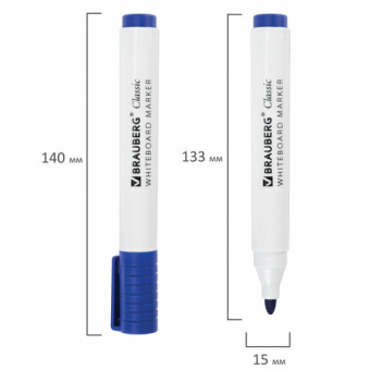 картинка Маркер стираемый для белой доски СИНИЙ, BRAUBERG "CLASSIC", 3 мм, с клипом, 152115 от магазина МОЛТИ