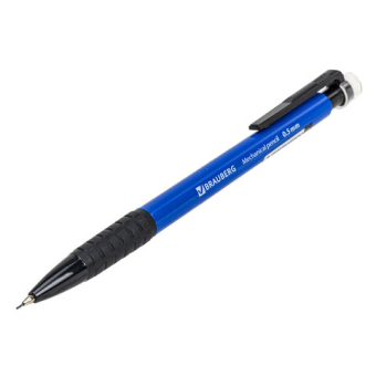 картинка Карандаш механический 0,5 мм, BRAUBERG "Comfort", ластик, резиновый грип, корпус синий, 180283 от магазина МОЛТИ