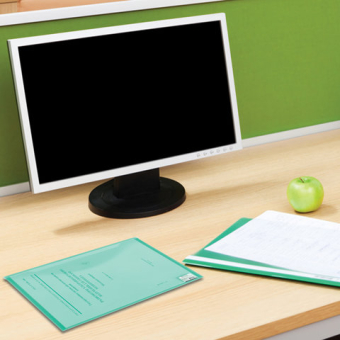 картинка Папка-конверт с кнопкой БОЛЬШОГО ФОРМАТА (305х435 мм), А3, прозрачная, зеленая, 0,18 мм, BRAUBERG, 224033 от магазина МОЛТИ