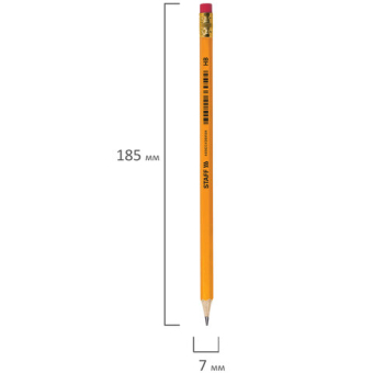 картинка Карандаш чернографитный с ластиком STAFF "EVERYDAY" BLP-YLW, 1 шт., НВ, пластиковый, корпус жёлтый, 181940 от магазина МОЛТИ