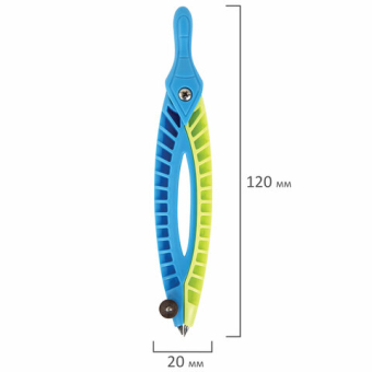 картинка Готовальня ЮНЛАНДИЯ, 2 предмета: пластиковый циркуль 120 мм, грифель, пенал, 210656 от магазина МОЛТИ