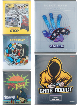 картинка Тетрадь КЛЕТКА 48л. МИКС-8754 (48-8754) обложка - пластик + мел.бумага, 5 диз. в спайке от магазина МОЛТИ