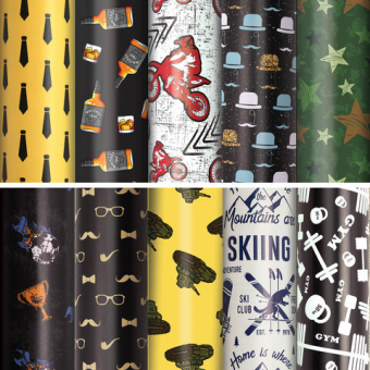 картинка Бумага упаковочная подарочная мелованная "For Men", 70x100 см, 10 дизайнов ассорти, ЗОЛОТАЯ СКАЗКА, 591914 от магазина МОЛТИ