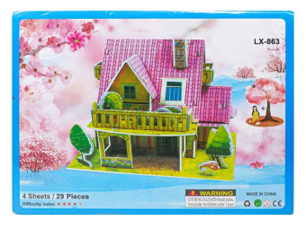 картинка Пазл 3D LX 863 объемный  Дом с розовой крышей 28*21 от магазина МОЛТИ