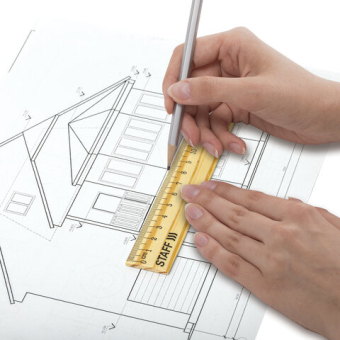 картинка Линейка деревянная 15 см, STАFF, канадская сосна, 210797 от магазина МОЛТИ