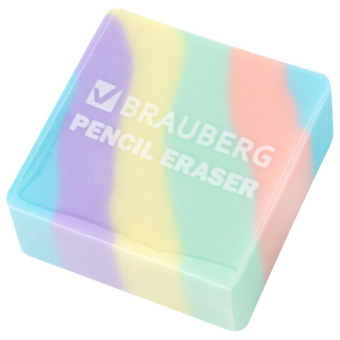картинка Ластик кросс-серия PASTEL, 34х34х14 мм, квадратный, ассорти, ЭКО ПВХ, BRAUBERG, 273210 от магазина МОЛТИ