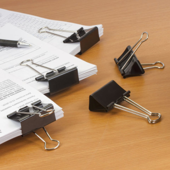 картинка Зажимы для бумаг большие STAFF "EVERYDAY", КОМПЛЕКТ 12 шт., 51 мм, на 230 листов, черные, картонная коробка, 224610 от магазина МОЛТИ