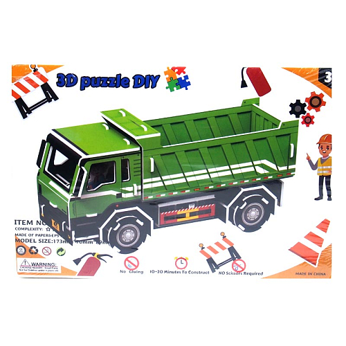 Пазл 3D А5 LX-016 Самосвал зелёный 21,5х1х14,5см (17,3х7х9)см 