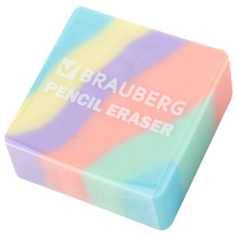 картинка Ластик кросс-серия PASTEL, 34х34х14 мм, квадратный, ассорти, ЭКО ПВХ, BRAUBERG, 273210 от магазина МОЛТИ