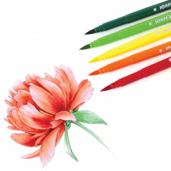 картинка Фломастеры с кистью ЮНЛАНДИЯ "ЮНЫЙ ВОЛШЕБНИК", 12 цветов, вентилируемый колпачок, 151430 от магазина МОЛТИ