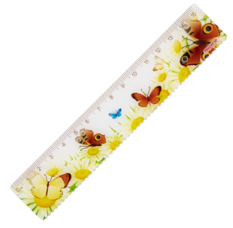 картинка Линейка пластик 15 см ПИФАГОР "Бабочки", цветная печать, с волнистым краем, европодвес, 210635 от магазина МОЛТИ